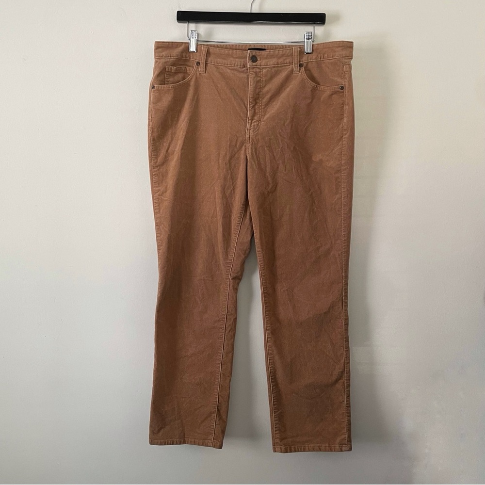 Talbots Camel Tan Brown Corduroy Straight Leg Pants Size 16 Petite